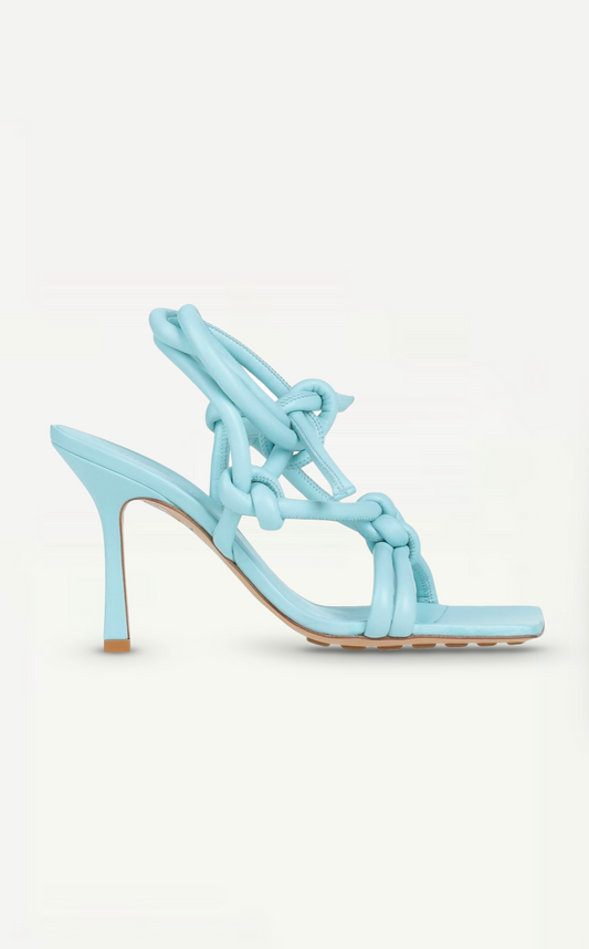 Bottega Veneta Baby Blue Knot Leather Heels Size Europe 40  - Retail Price 850€