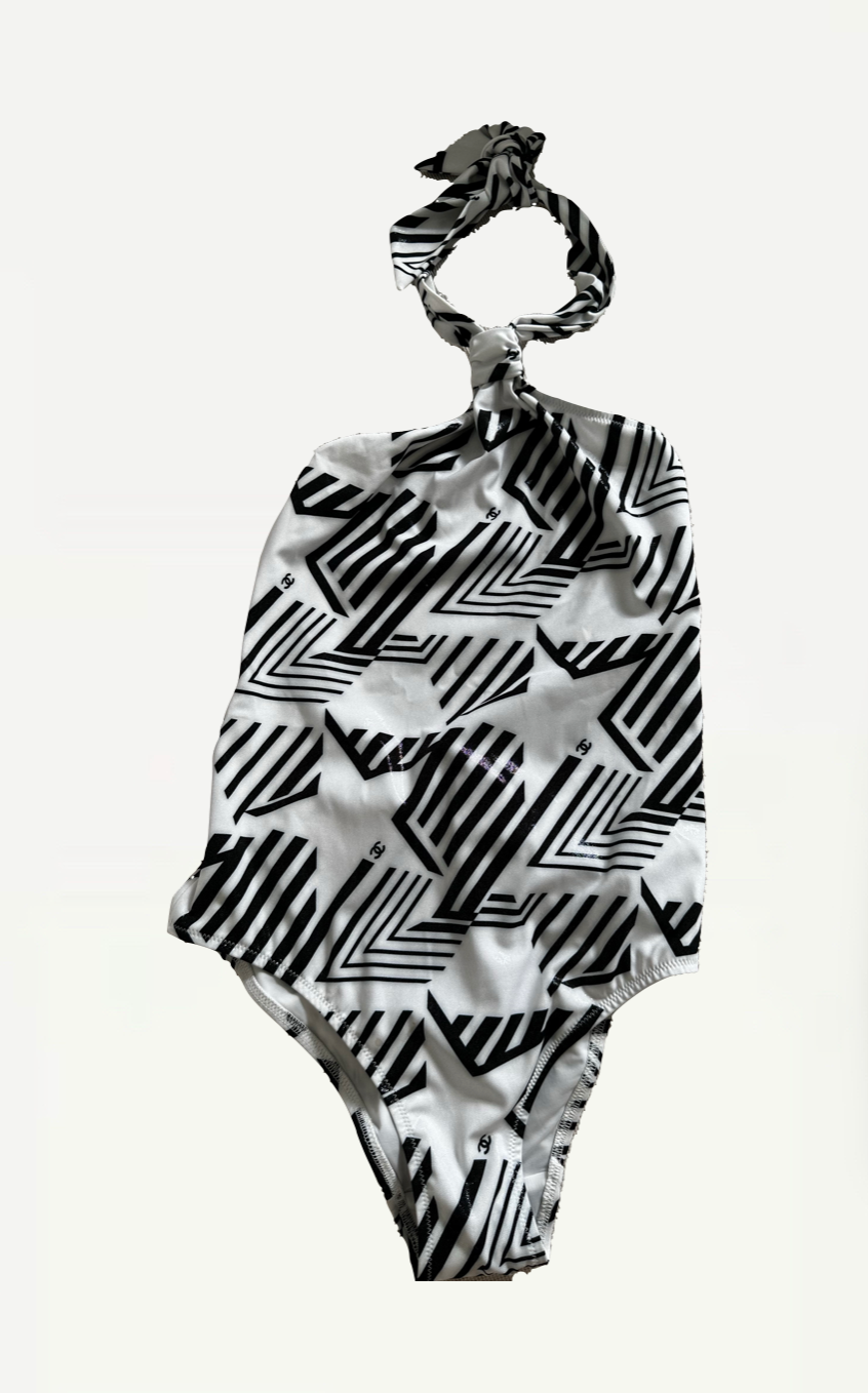 Chanel Coco Beach 2023 Swimsuit With Logo And Open Back Size M