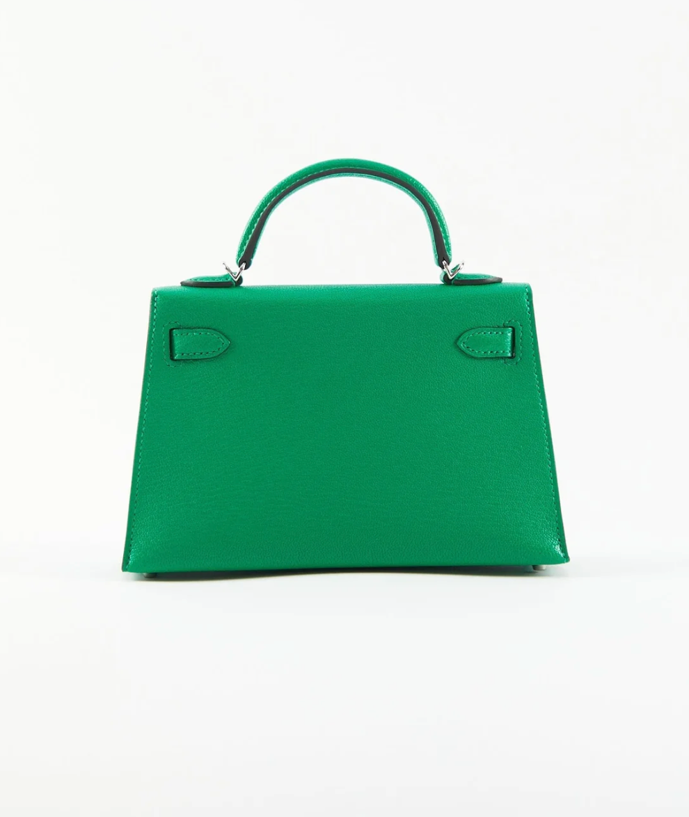 Hermès Mini Kelly II Sellier In Bamboo Chèvre Mysore Leather With Palladium Hardware