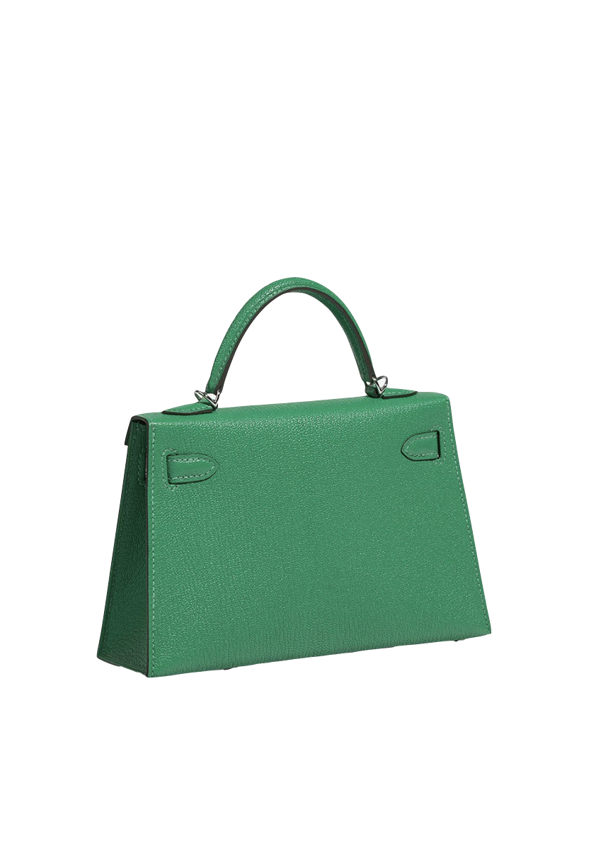 Hermès Mini Kelly II Sellier In Bamboo Chèvre Mysore Leather With Palladium Hardware
