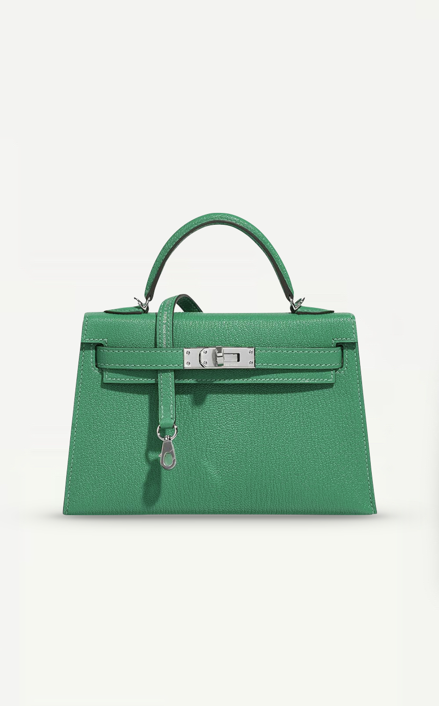 Hermès Mini Kelly II Sellier In Bamboo Chèvre Mysore Leather With Palladium Hardware