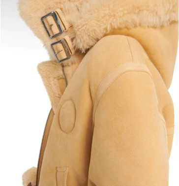 Chloé Aviator Hooded Suede-Trimmed Shearling Jacket With Logo Size Medium Retail Price 5,650€