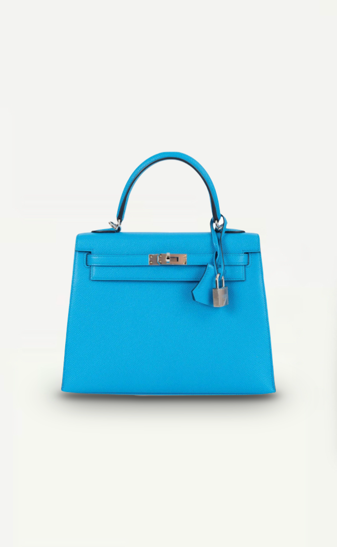 Hermès Kelly 25 Sellier Bleu Frida Epsom Leather With Palladium Hardware