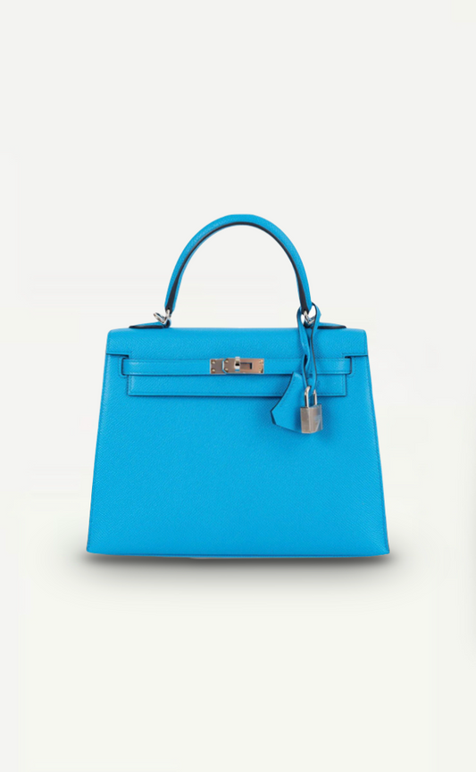 Hermès Kelly 25 Sellier Bleu Frida Epsom Leather With Palladium Hardware