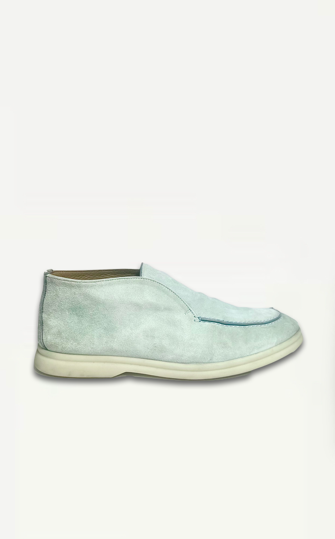 Loro Piana Open Walk Chukka Flats In Suede Azure Sapphire Size Europe 41 - Retail Price 920€