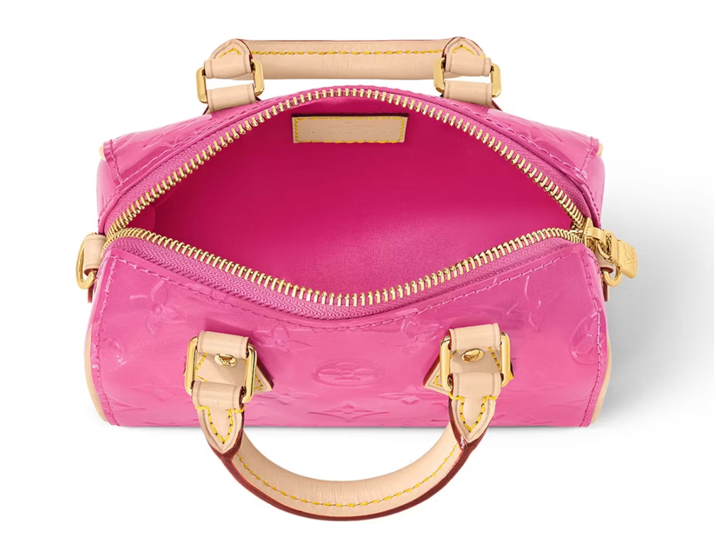 Louis Vuitton Nano Speedy In Pink With Gold Hardware