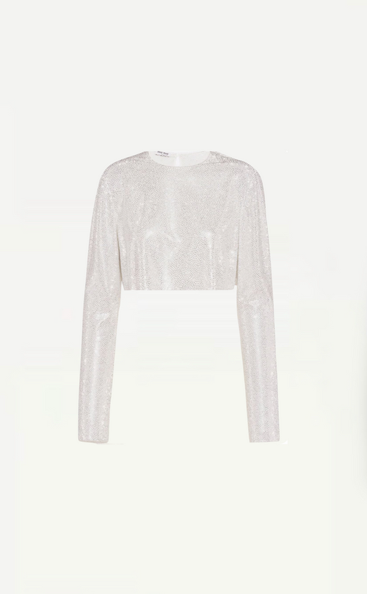 Miu Miu Silk Embellished Sequin Top - Size S