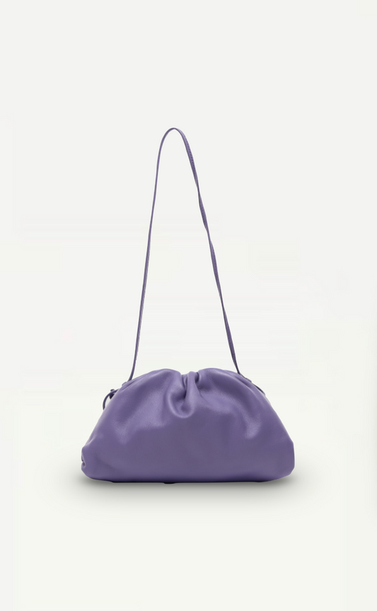 Front view of Bottega Veneta Purple Leather Pouch