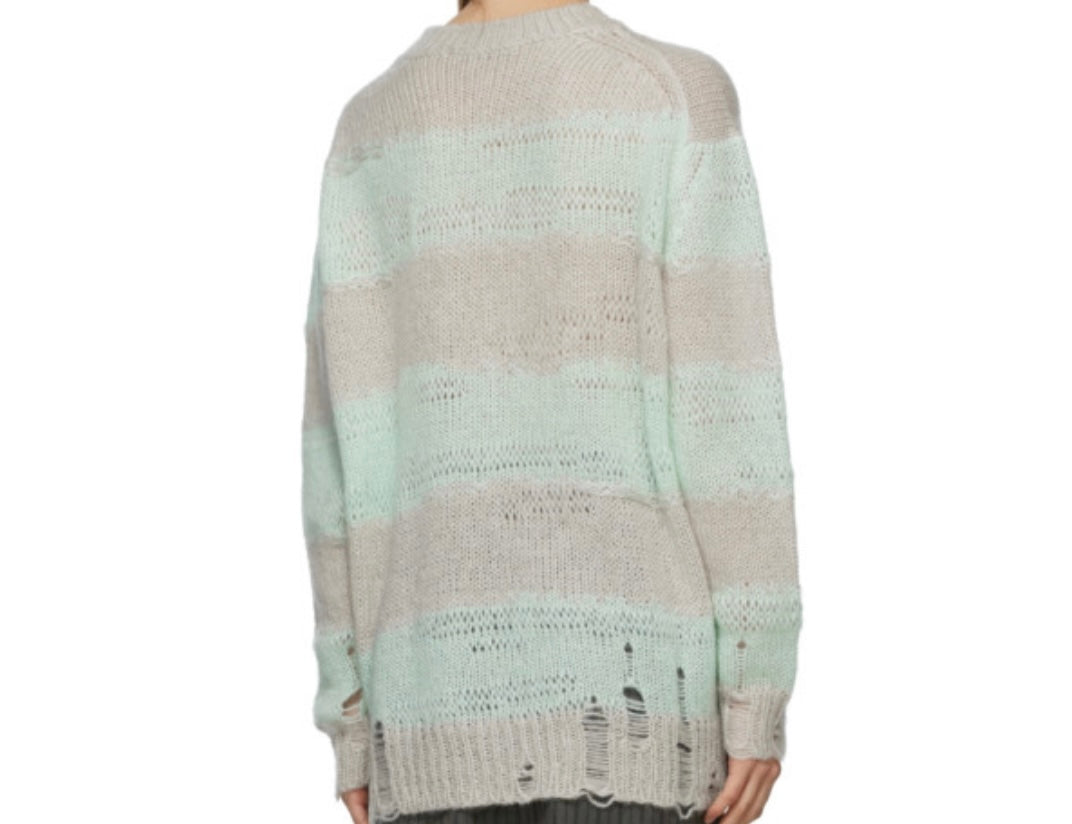 view captures the stylish fit and luxurious texture of the Acne Studios Striped Sweater