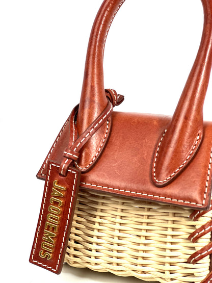 Jacquemus Brown Wicker Mini "Le Chiquito" With Gold Hardware