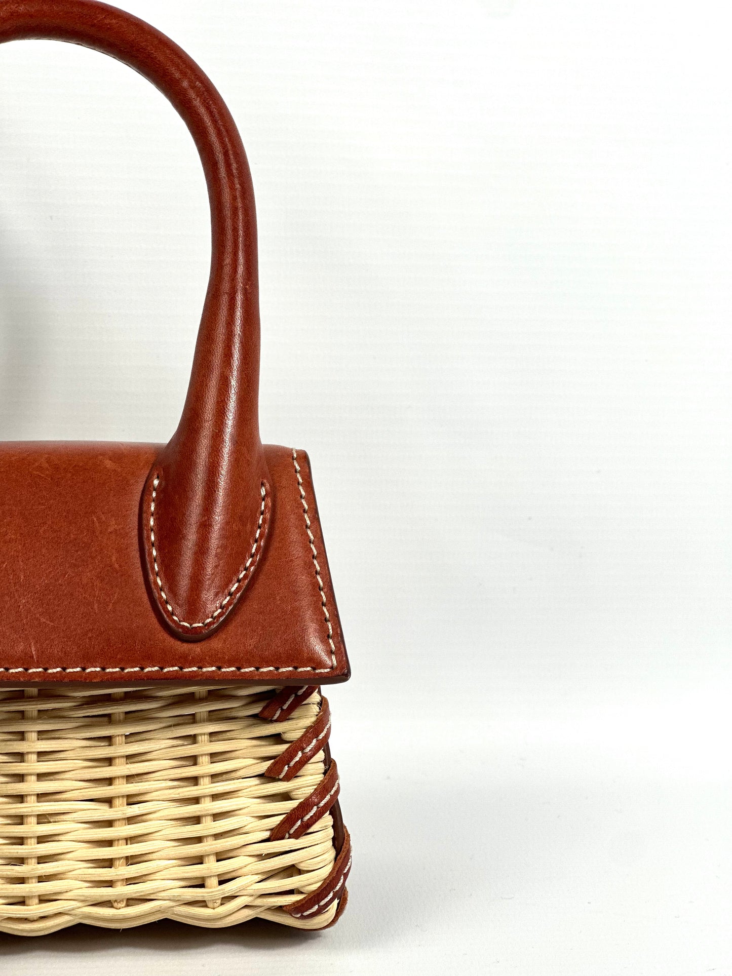 Jacquemus Brown Wicker Mini "Le Chiquito" With Gold Hardware