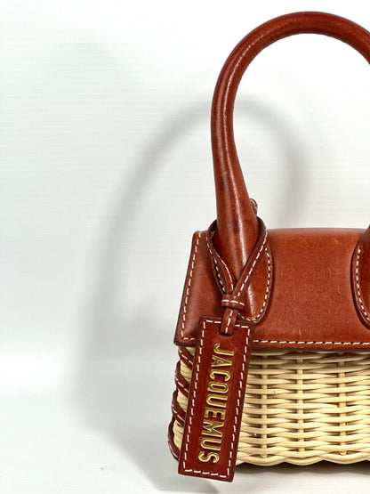 Jacquemus Brown Wicker Mini "Le Chiquito" With Gold Hardware