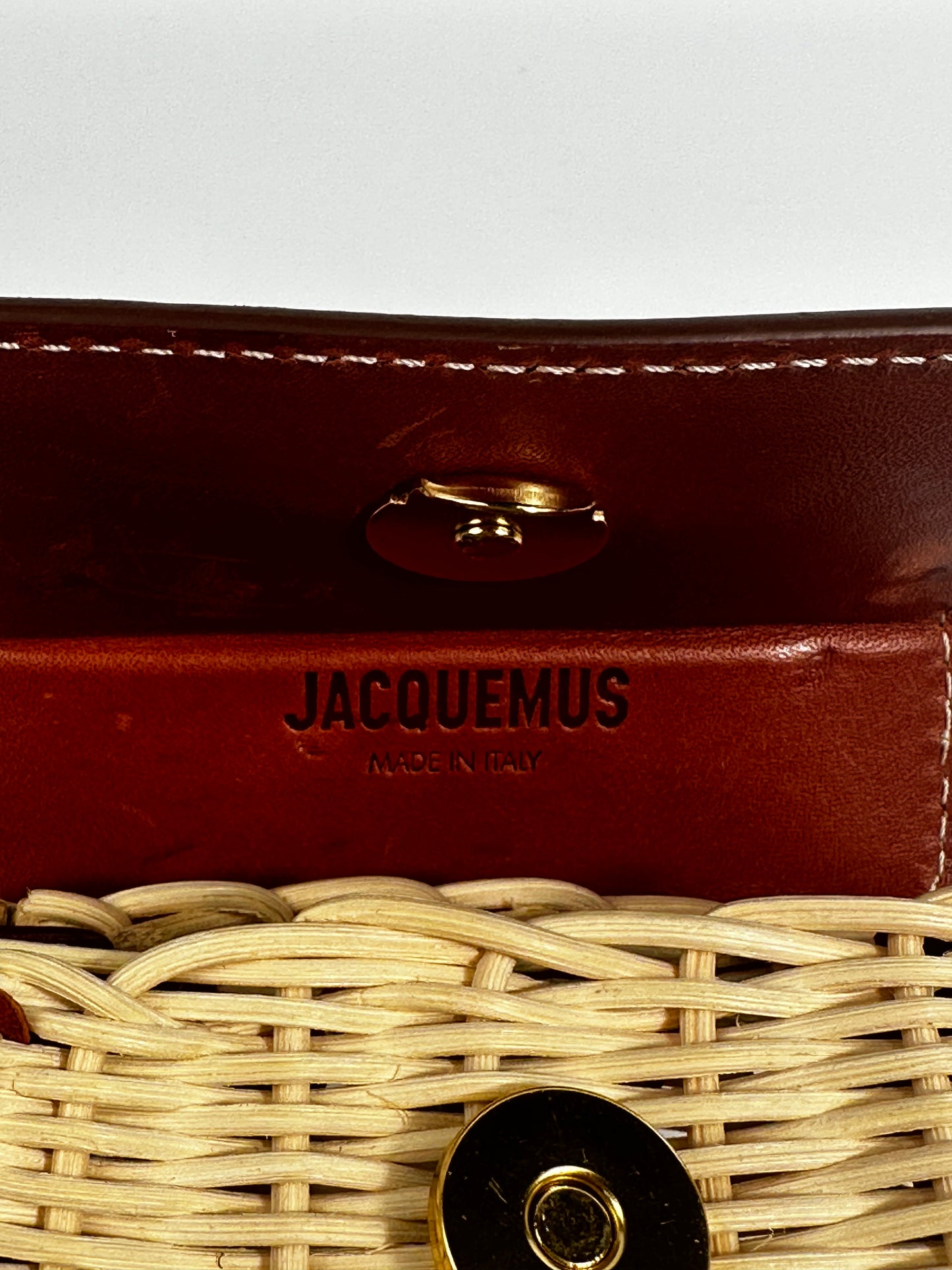 Jacquemus Brown Wicker Mini "Le Chiquito" With Gold Hardware