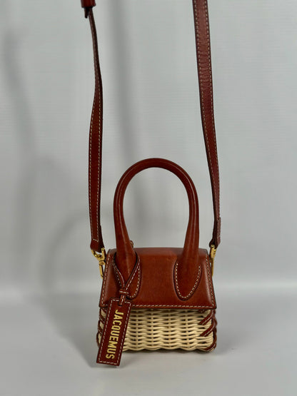 Jacquemus Brown Wicker Mini "Le Chiquito" With Gold Hardware