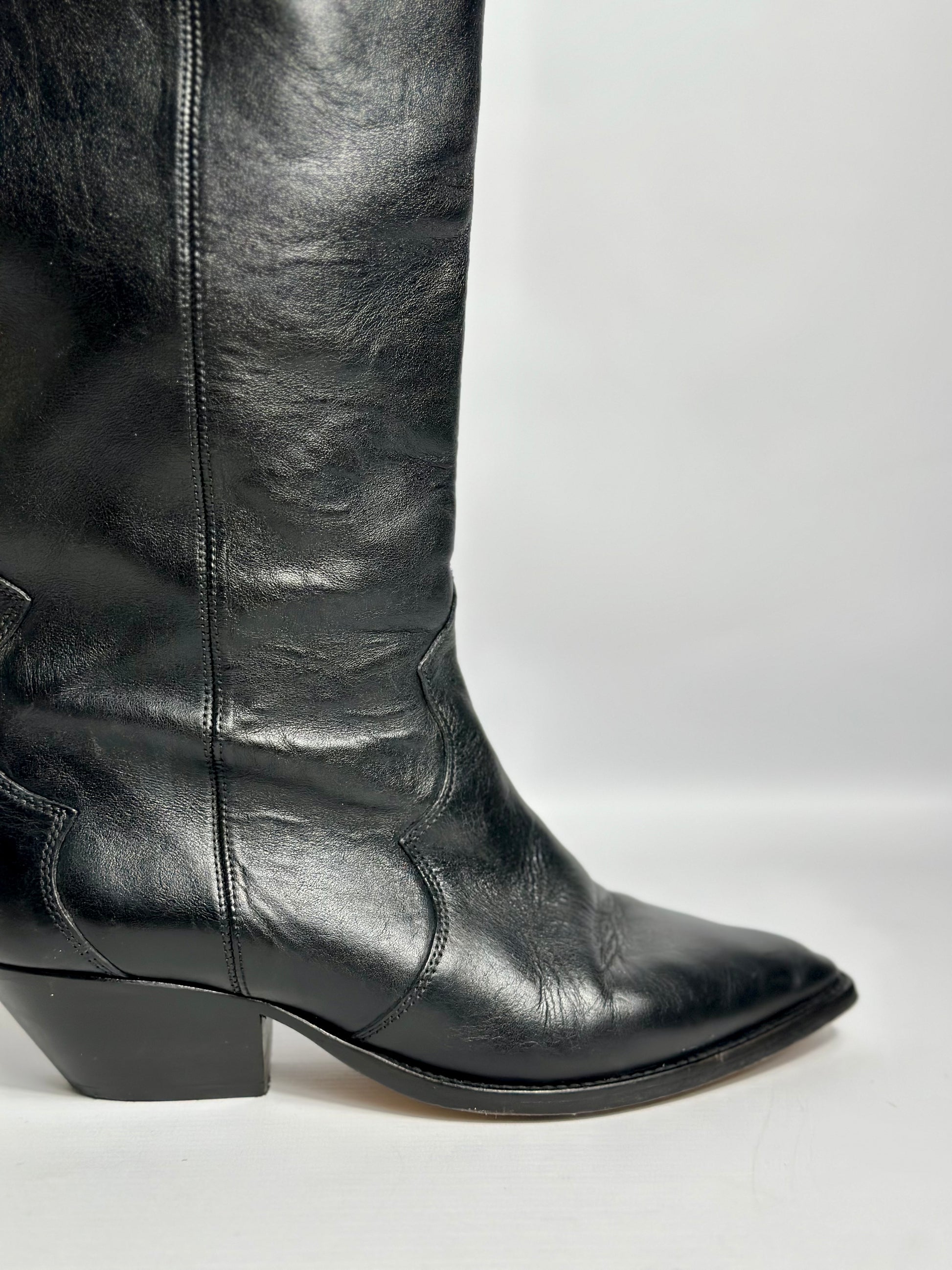 Isabel Marant Cowboy Denvee Black Leather Boots Size 39 Retail Price Relovluxe