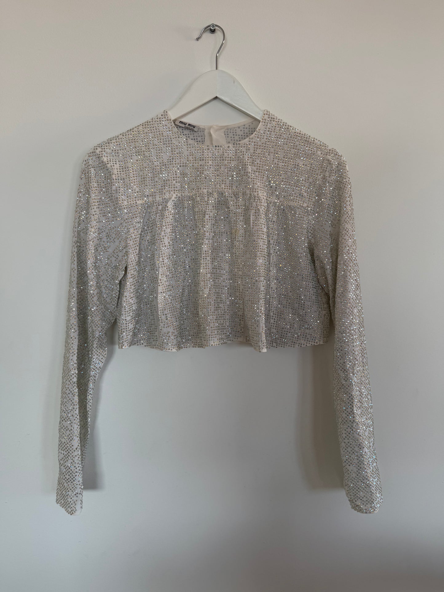 Miu Miu Silk Embellished Sequin Top - Size S