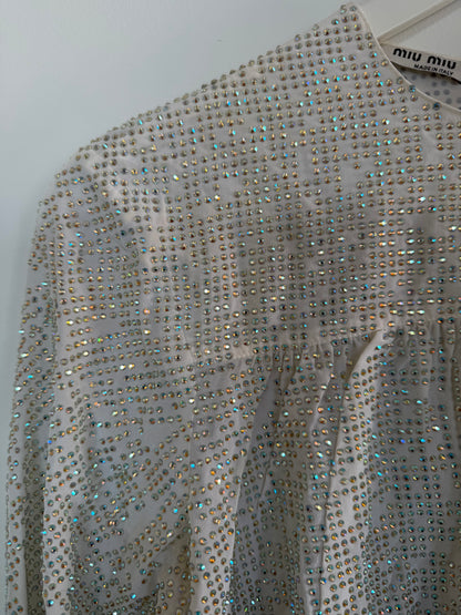 Miu Miu Silk Embellished Sequin Top - Size S