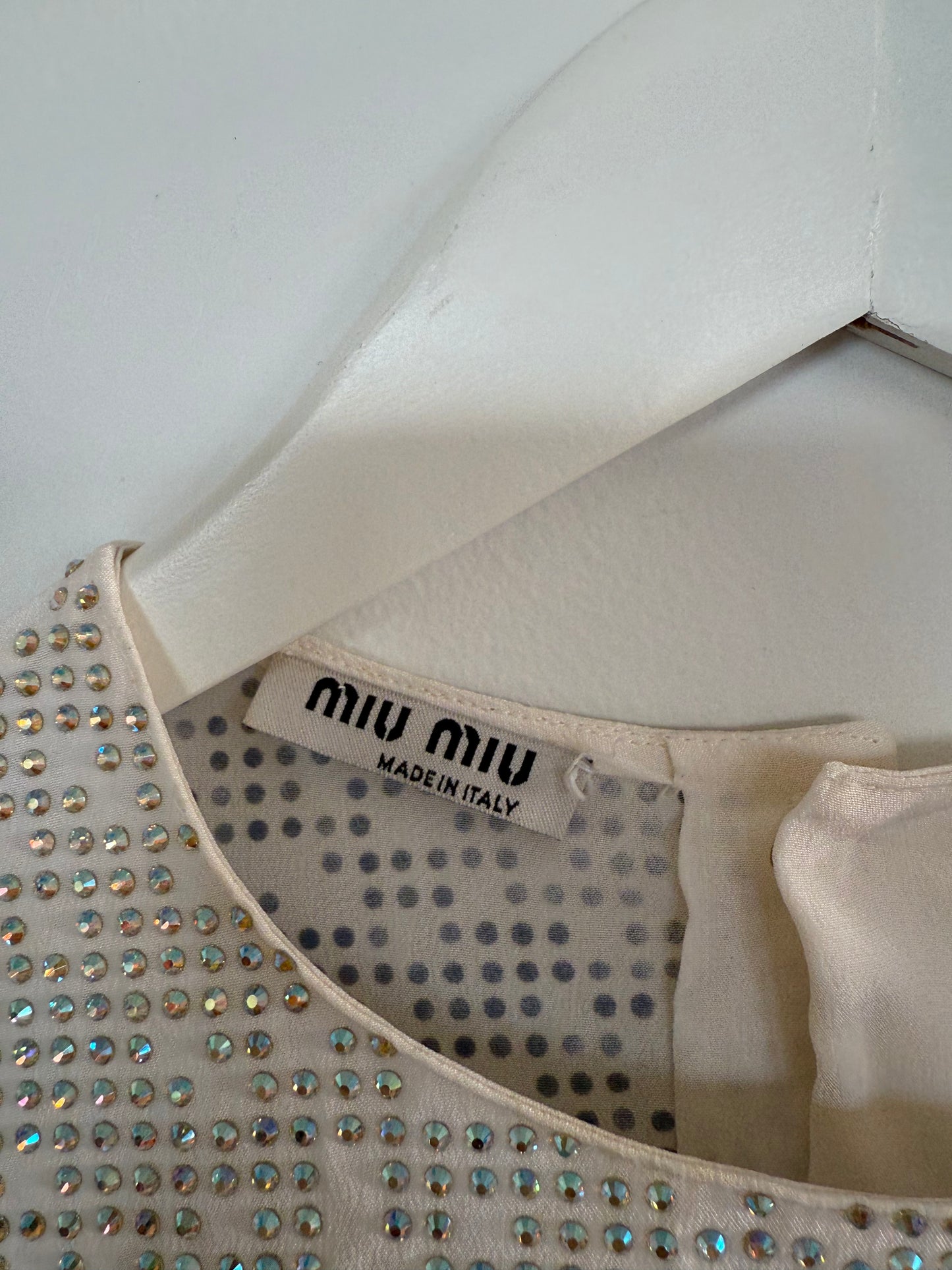 Miu Miu Silk Embellished Sequin Top - Size S