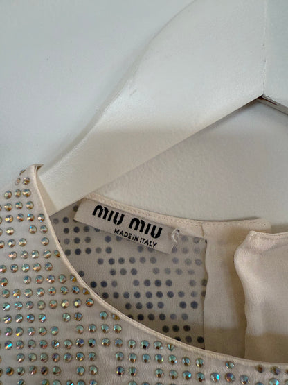 Miu Miu Silk Embellished Sequin Top - Size S