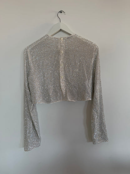 Miu Miu Silk Embellished Sequin Top - Size S