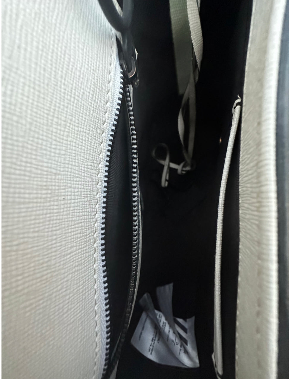 Off-White Binder Leather Bag in Cream