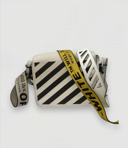 Off-White Binder Leather Bag in Cream