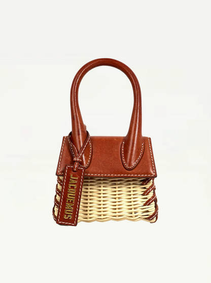 Jacquemus Brown Wicker Mini "Le Chiquito" With Gold Hardware