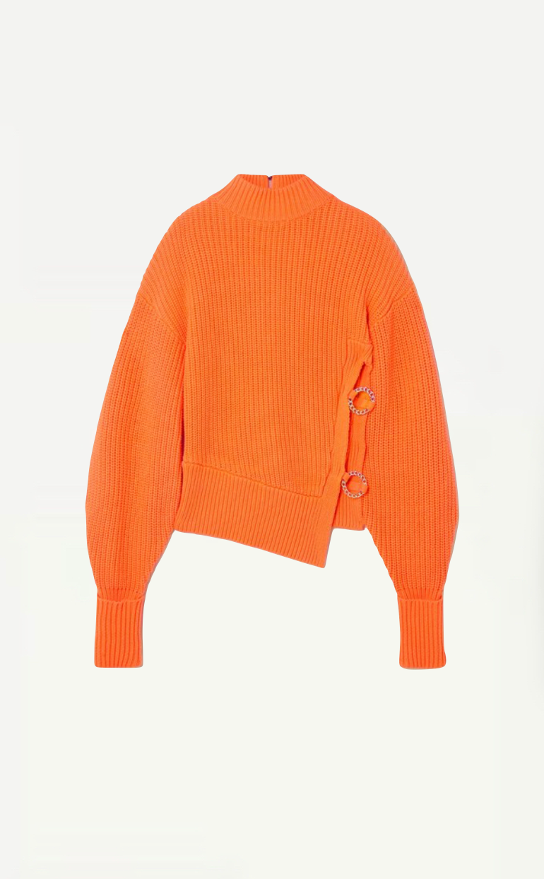 David Koma Embellished Cutout Ribbed Cotton-blend Jumper In Orange Size Small Price 468€