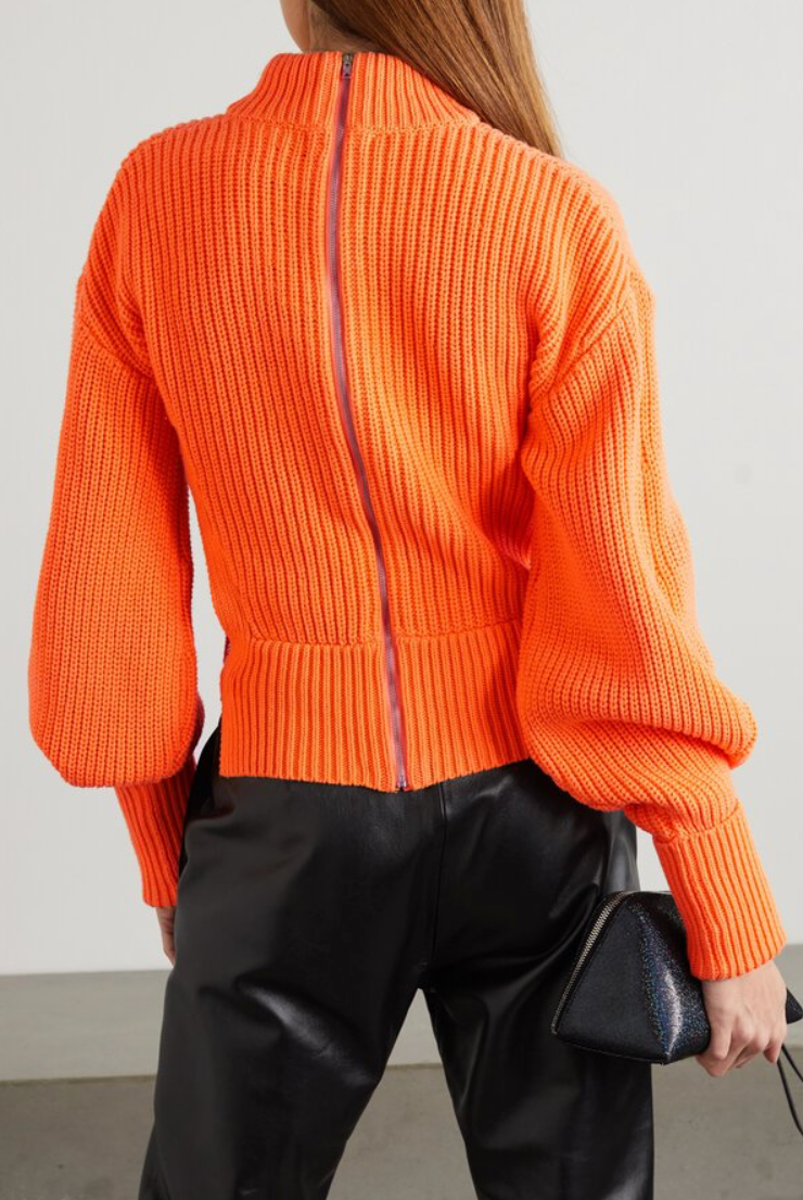 David Koma Embellished Cutout Ribbed Cotton-blend Jumper In Orange Size Small Price 468€