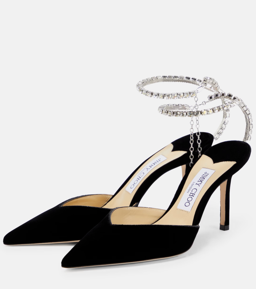 Jimmy Choo Saeda Suede Black Heels With Crystals Size 37 Retail Price - 925€