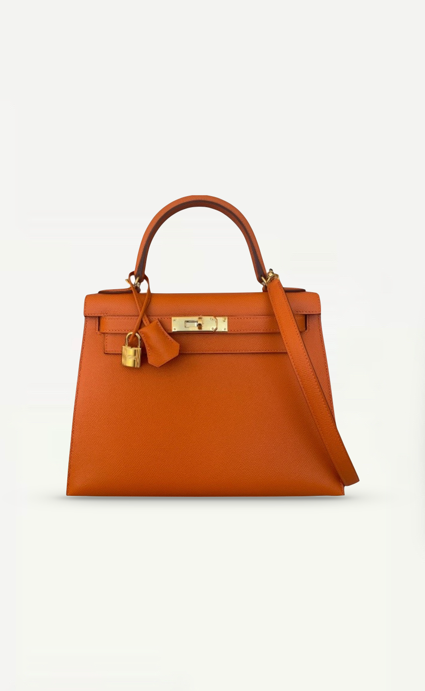 Hermès Orange Kelly Sellier 28cm Epsom Leather and Gold Hardware