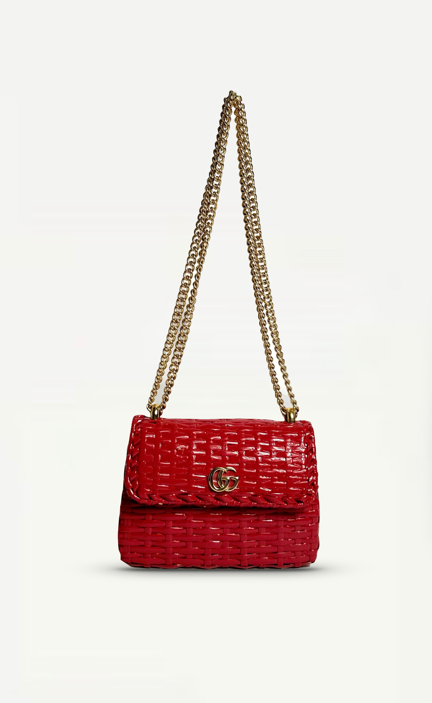 Gucci Red Glazed Wicker Mini Cestino Bag With Gold Hardware Relovluxe
