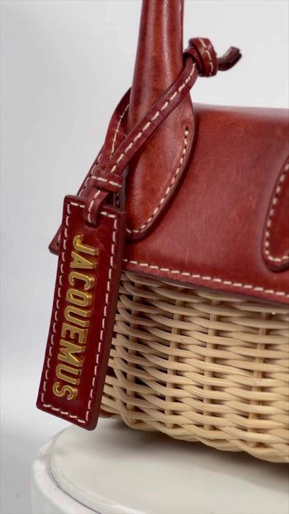 Jacquemus Brown Wicker Mini "Le Chiquito" With Gold Hardware